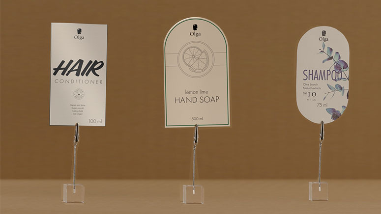 Shampoo and soap labels