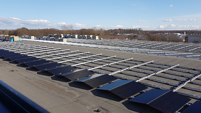 Solar panels on the roof of Boxon